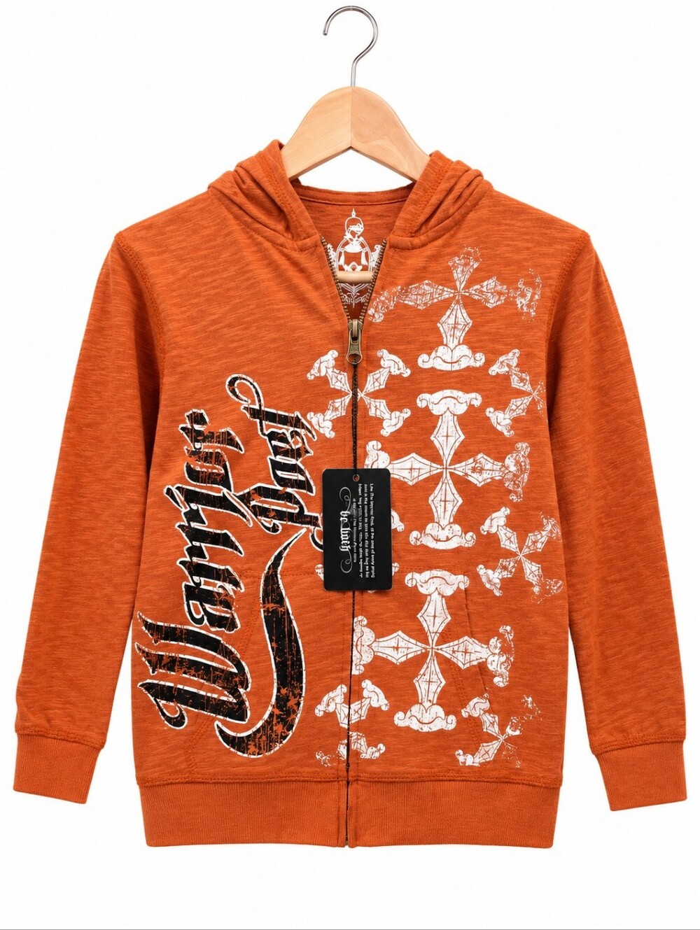 Warrior Poet Clothier Youth Size 6 Orange Graphic Zip Hoodie NWT
